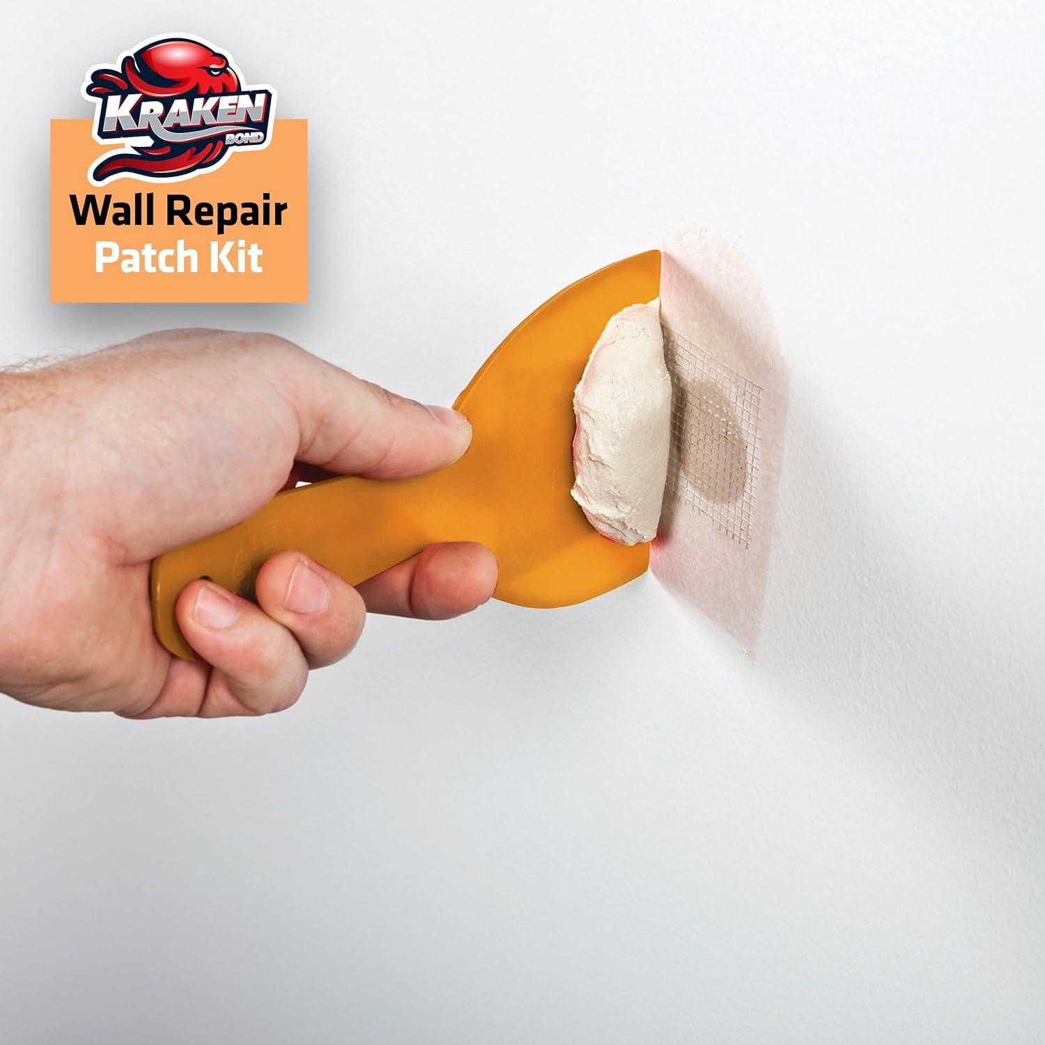 image:imageKraken Bond Drywall Patch Repair Kit 2x8 floz Easy to Use Wall Patch Repair Kit for Drywall Hole amp Cracks Includes Aluminum SelfAdhesive Patch Grit Sandpaper Plastic Putty Knife 2 Pack12 Pack