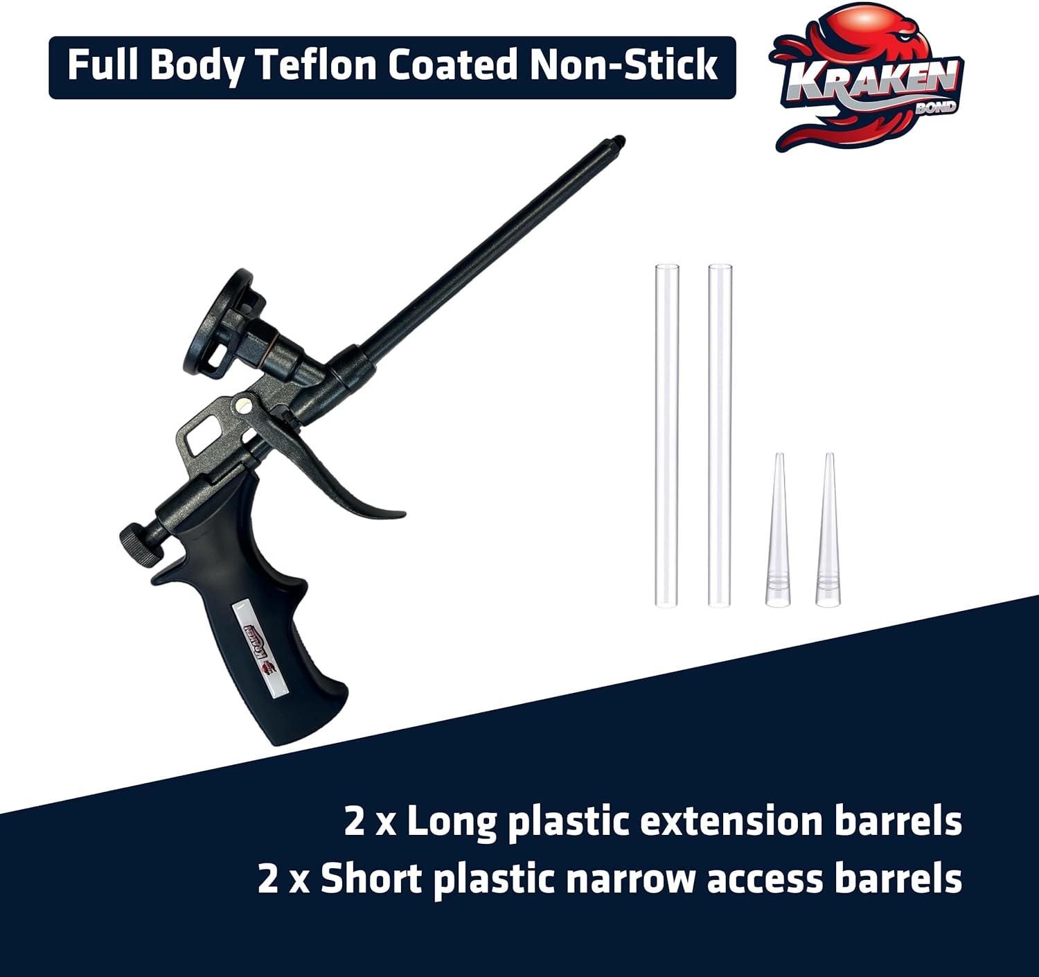 image:imageKraken Bond PRO Foam Gun 8 Inch Durable Spray Foam Dispensing Gun for Contractors amp DIYers PTFE NonStick Coating Precision Nozzles Included Versatile Spray Application for Insulation 1 PackSpray Foam Gun 8 Black