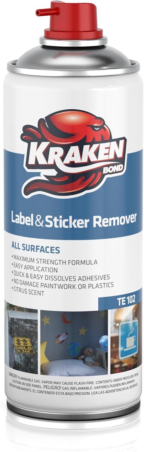 image:imageKRAKEN BOND Label amp Sticker Remover Spray 12x5oz QuickDissolve Adhesive Remover Spray with Citrus Scent Removes Tar Tape amp Bumper Stickers on Multiple Surfaces No Damage to Paint 12 Pack1 Count Pack of 2