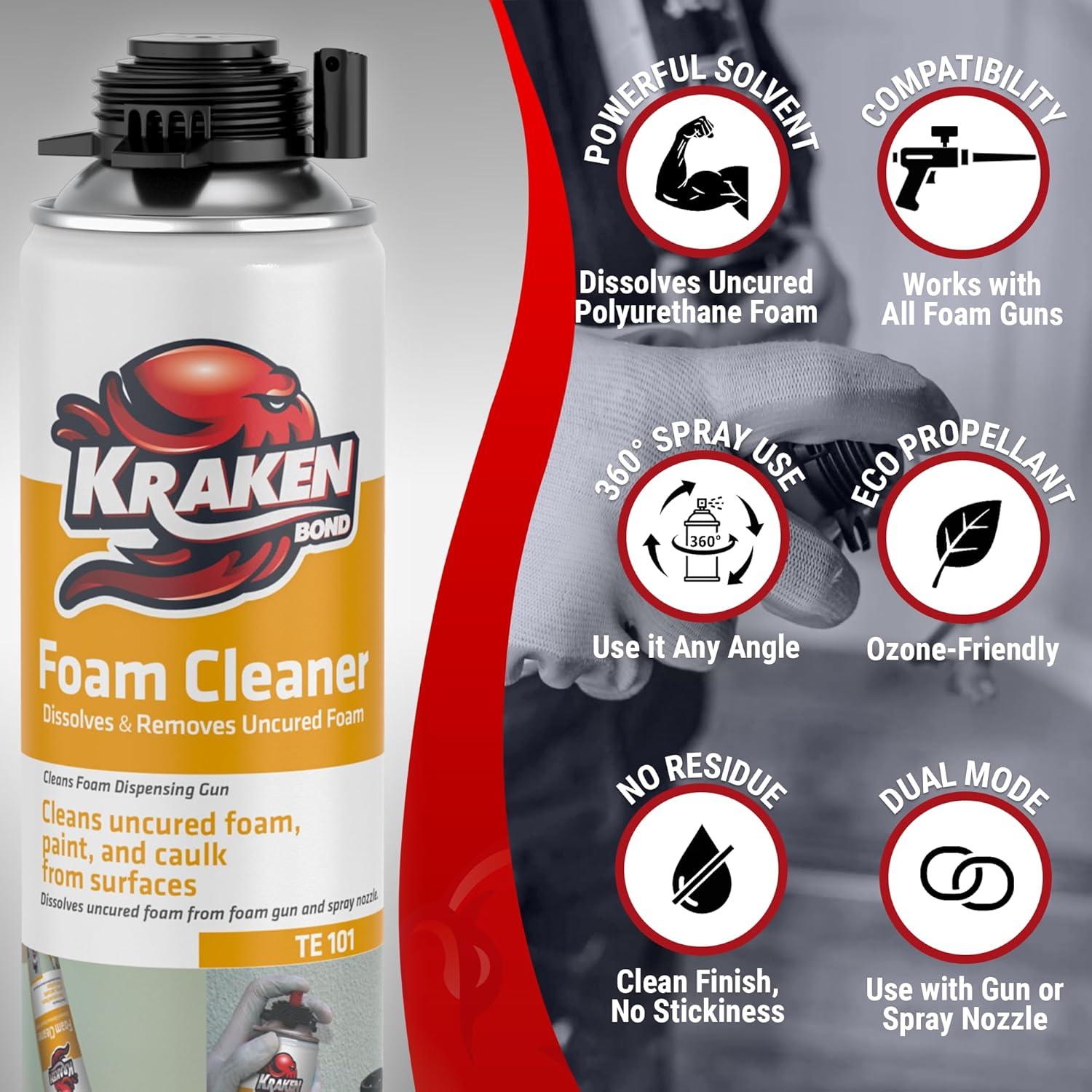 image:imageKRAKEN BOND Spray Foam Gun Cleaner 12x123oz Polyurethane Insulation Cleaner Spray Dissolves Uncured Expanding Foam Cleaner Spray for Extended Tool Durability 12 Pack123 Ounce Pack of 12