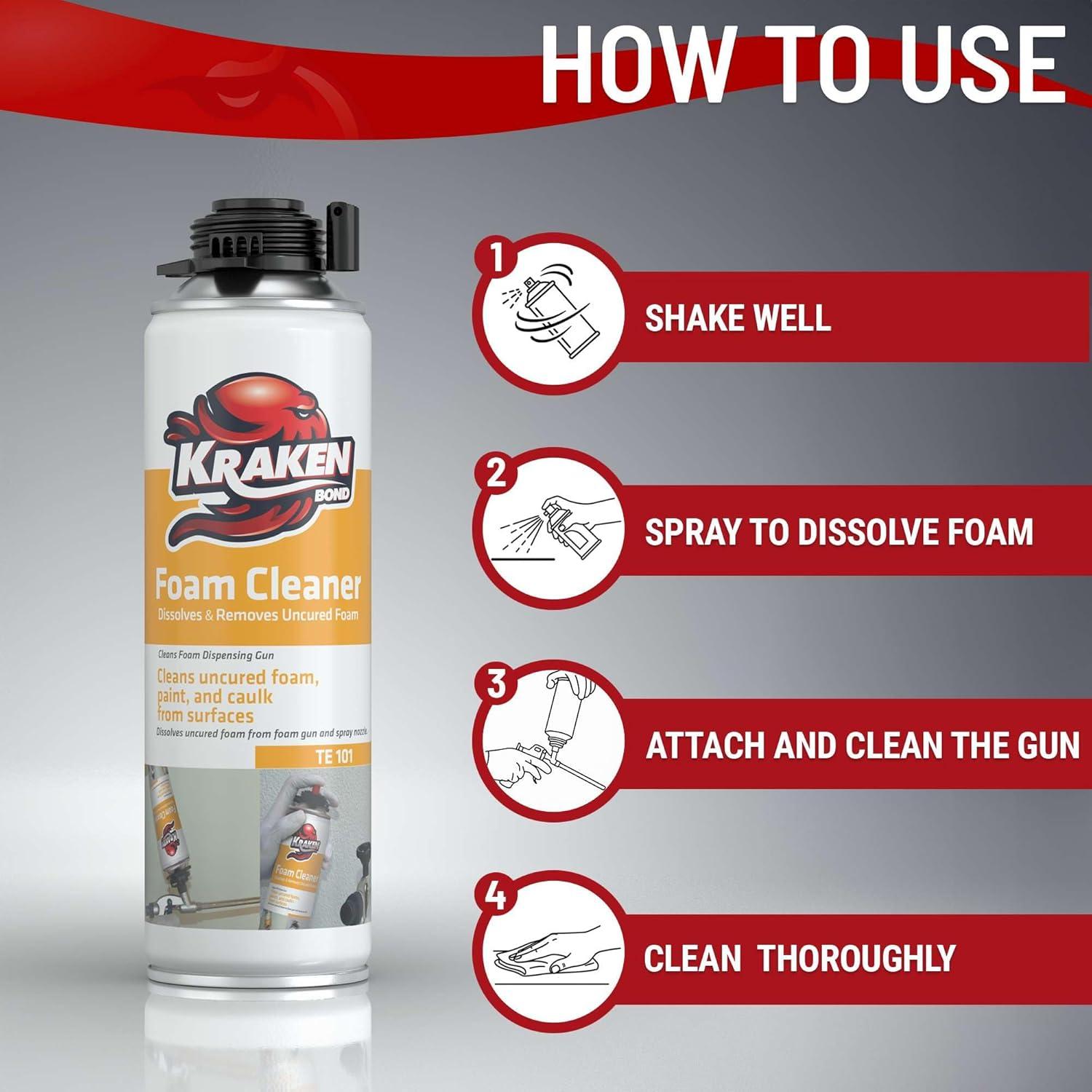 image:imageKRAKEN BOND Spray Foam Gun Cleaner 12x123oz Polyurethane Insulation Cleaner Spray Dissolves Uncured Expanding Foam Cleaner Spray for Extended Tool Durability 12 Pack123 Ounce Pack of 12