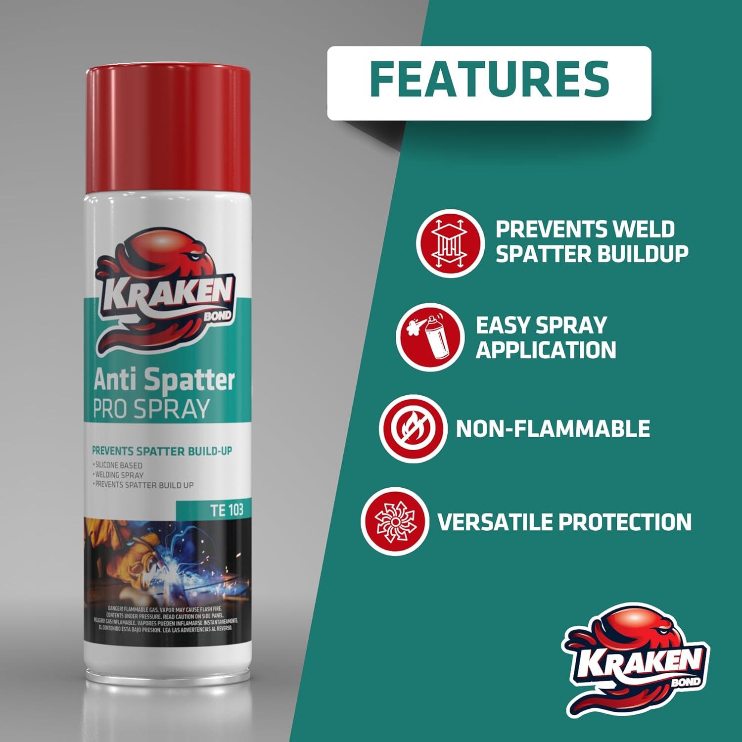 image:imageKraken Bond Anti Spatter Welding Spray 12x12oz AntiSplatter Aerosol Spray for MIG TIG Tips Protects Surfaces amp Materials NonFlammable Safe for Workpieces and Jigs 12 Pack1 Pack