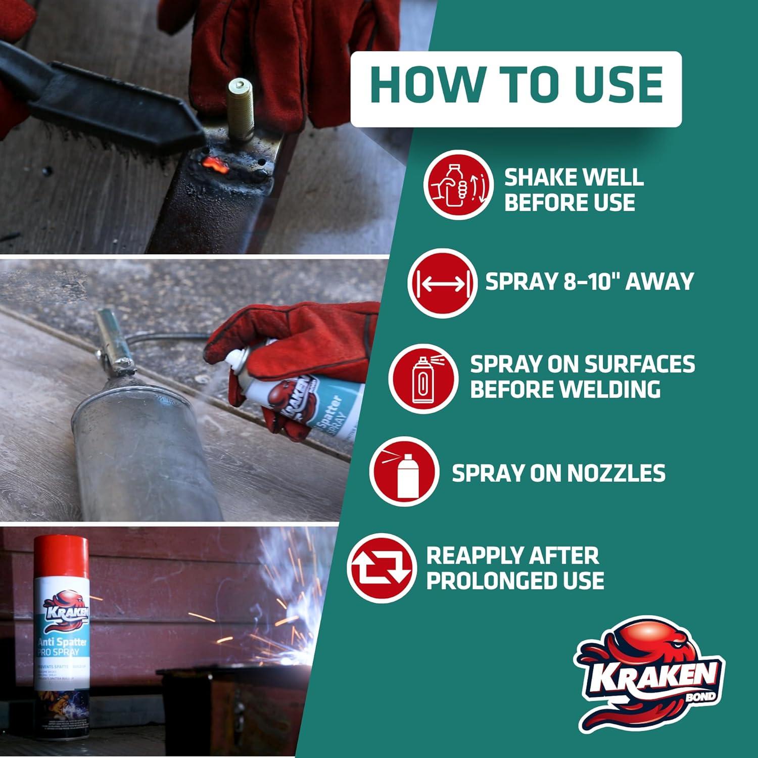 image:imageKraken Bond Anti Spatter Welding Spray 12x12oz AntiSplatter Aerosol Spray for MIG TIG Tips Protects Surfaces amp Materials NonFlammable Safe for Workpieces and Jigs 12 Pack1 Pack