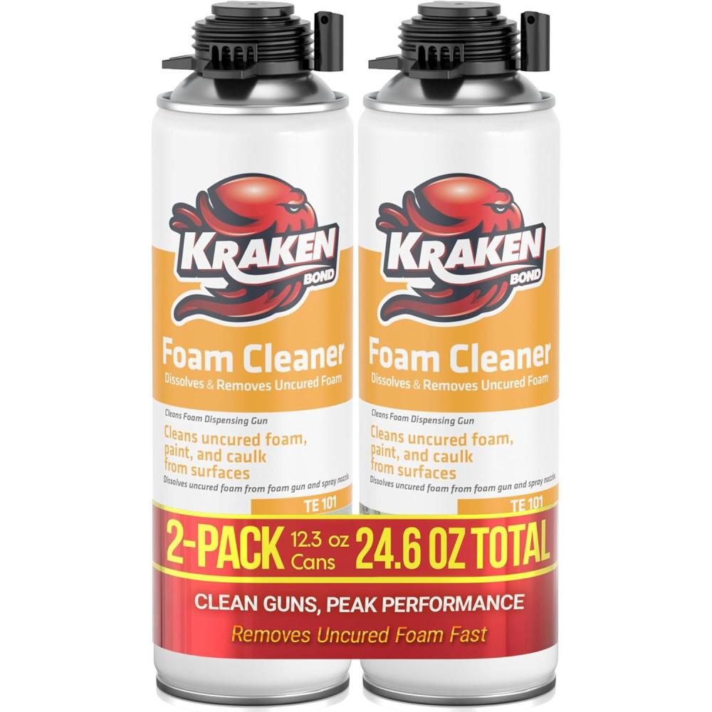 image:imageKRAKEN BOND Spray Foam Gun Cleaner 12x123oz Polyurethane Insulation Cleaner Spray Dissolves Uncured Expanding Foam Cleaner Spray for Extended Tool Durability 12 Pack123 Ounce Pack of 2