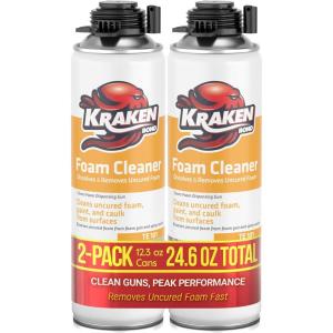 image:imageKRAKEN BOND Spray Foam Gun Cleaner  12x123oz Polyurethane Insulation Cleaner Spray Dissolves Uncured Expanding Foam Cleaner Spray for Extended Tool Durability  12 Pack123 Ounce Pack of 2