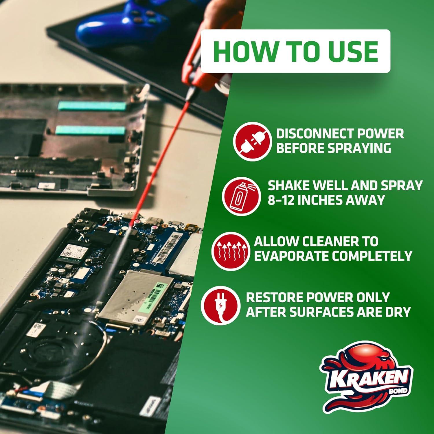 image:imageKRAKEN BOND Electronic Contact Cleaner Spray 12X11 Oz FastDrying ResidueFree NonConductive Cleaner for Sensitive Electronics Automotive Circuit Boards amp Connectors 12 Pack1 Count Pack of 12