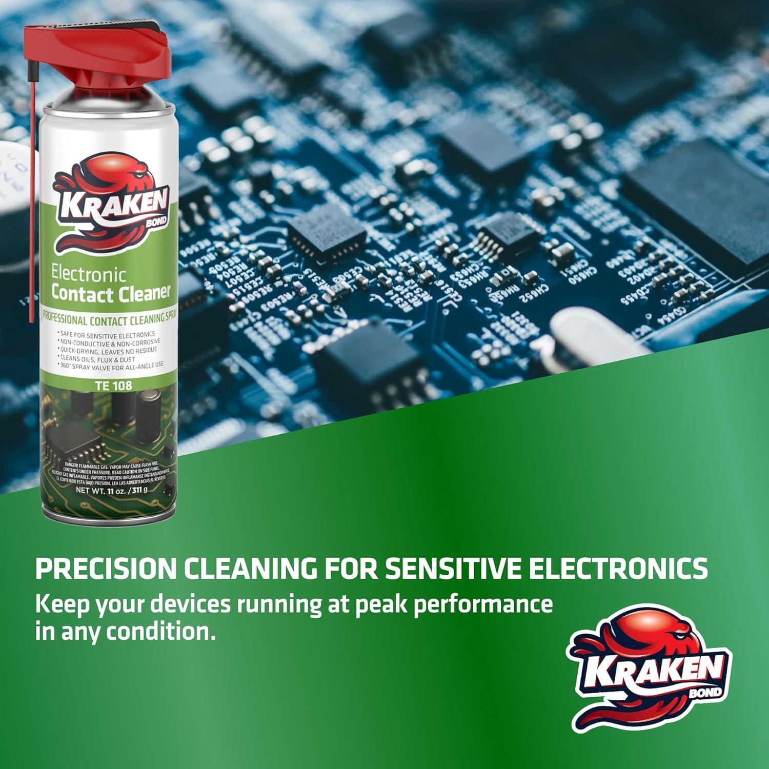 image:imageKRAKEN BOND Electronic Contact Cleaner Spray 12X11 Oz FastDrying ResidueFree NonConductive Cleaner for Sensitive Electronics Automotive Circuit Boards amp Connectors 12 Pack1 Count Pack of 2