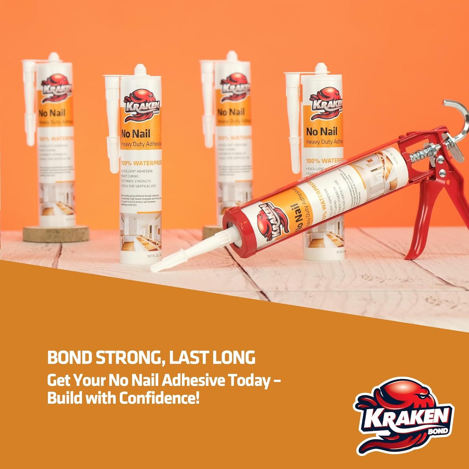 image:imageKraken Bond No More Nails Heavy Duty Clear Adhesive 1x101 Fl Oz 100 Waterproof amp Extra Strong Polyurethane Construction Sealant for Wood Ceramic Tile Floor Granite Rubber 1 Pack1 Pack
