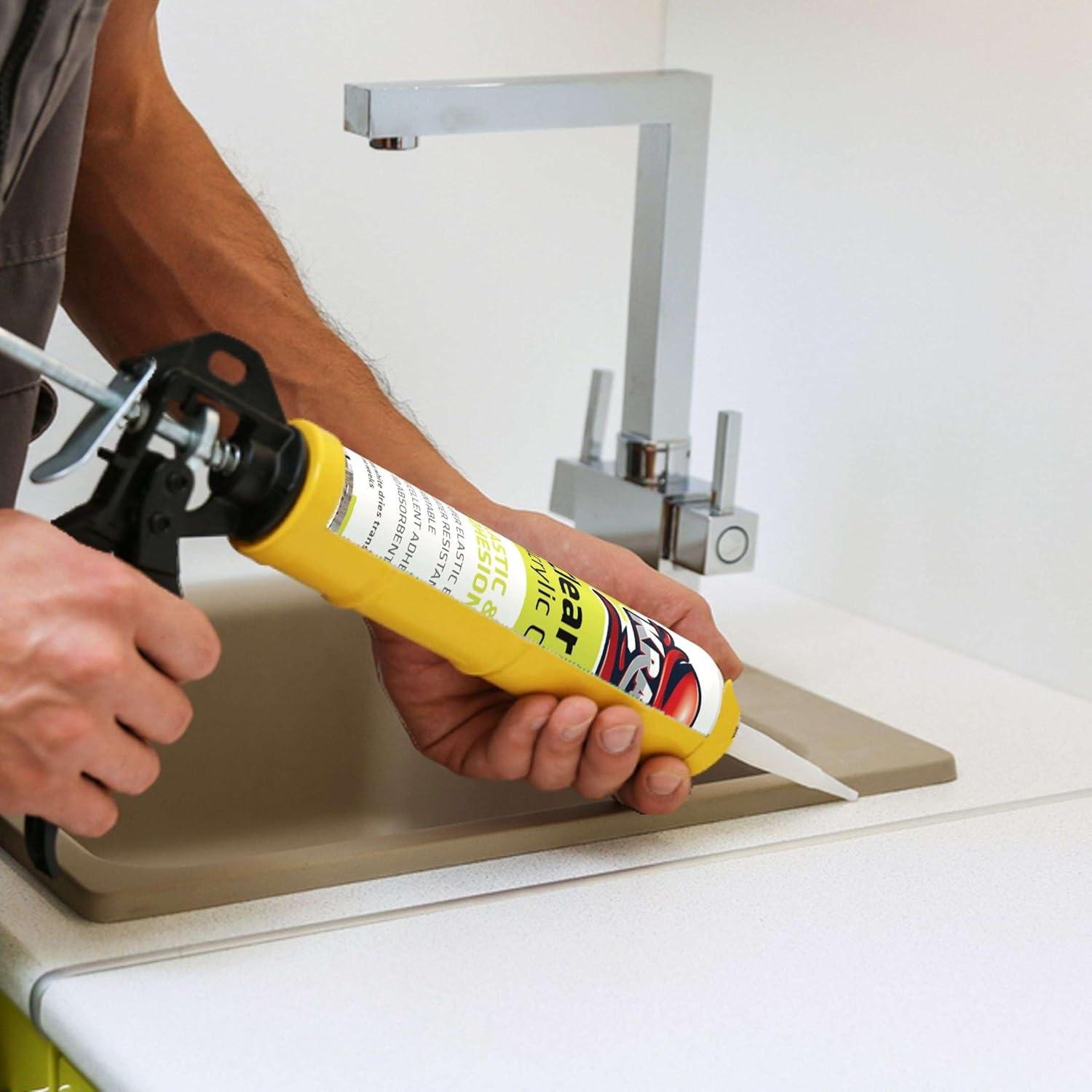 image:imageKraken Bond Clear Seal Latex Caulk 2x105 floz Extrudes White Dries Clear Low VOC Paintable Kitchen amp Bath InteriorExterior Window Caulking Sealant for Wood Brick Concrete 2 Pack12 Pack