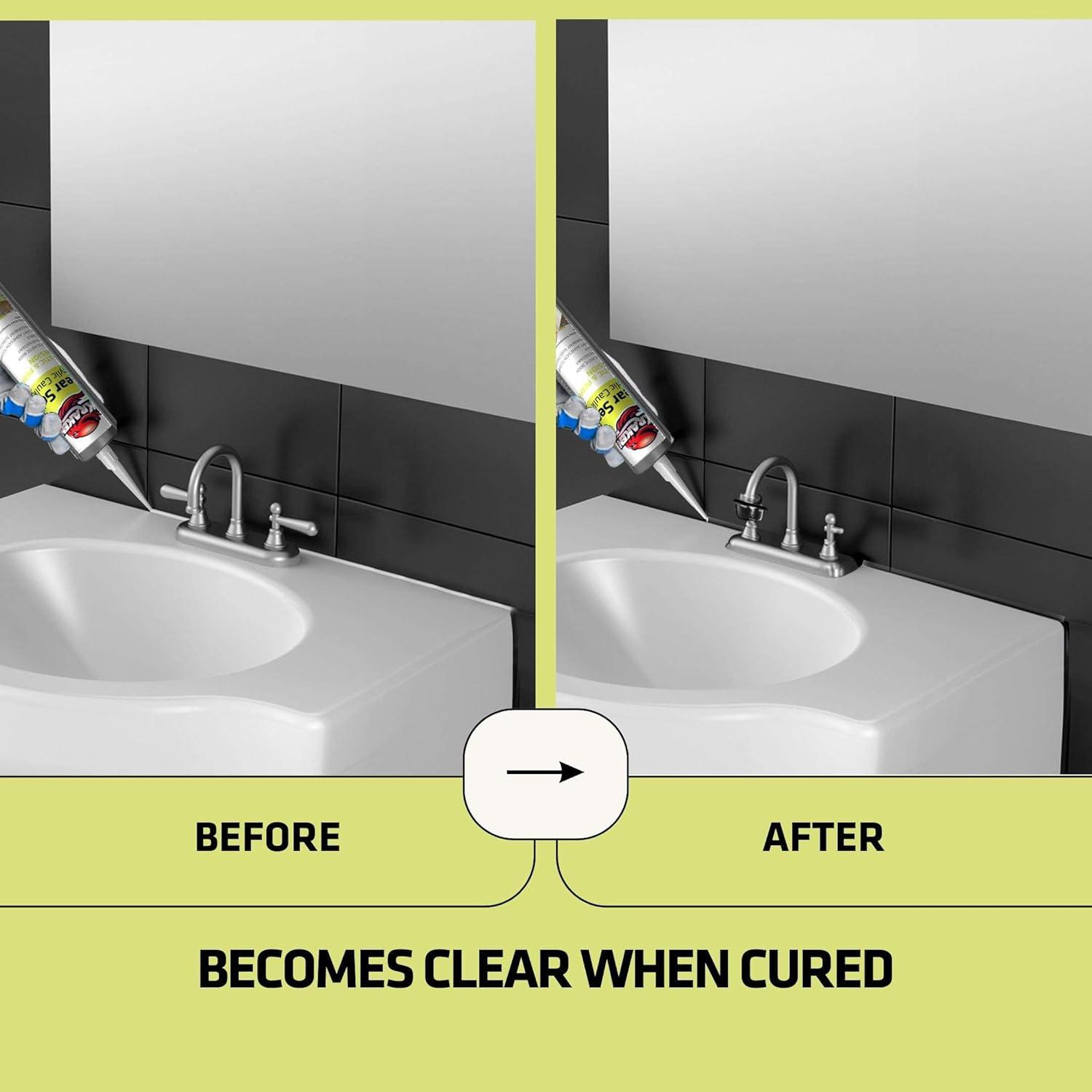 image:imageKraken Bond Clear Seal Latex Caulk 2x105 floz Extrudes White Dries Clear Low VOC Paintable Kitchen amp Bath InteriorExterior Window Caulking Sealant for Wood Brick Concrete 2 Pack1 Pack