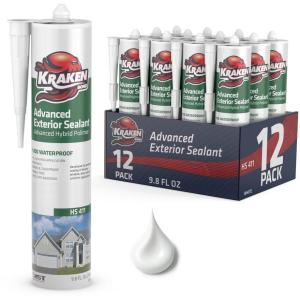 image:imageKraken Bond 100 Waterproof Hybrid Sealant  12x98 fl Oz Construction Adhesive for DIYampProfessional Users Great Bond to Metal Wood Glass Paintable Advanced Exterior Sealant  12 Pack