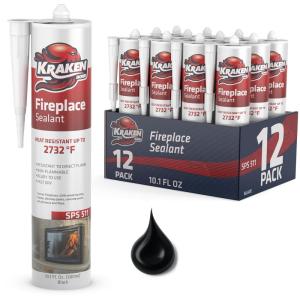 image:imageKraken Bond High Temperature Black Fireplace Sealant 2732F  1x101oz Fire Resistance Up to 2732F High Temp Fire Caulk for Ovens Stoves Chimneys  Fast Dry Paintable NonFlammable 1 Pack12