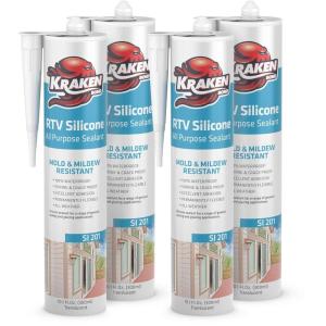 image:imageKraken Bond Transculent Silicone Sealant Waterproof10010 fl oz Cartridge RTV Silicone Caulk Kitchen and Bathroom All Purpose Window Caulking Sealant Outdoor RV Exterior Use Silicon  4 Pack