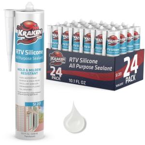image:imageKraken Bond Transculent Silicone Sealant Waterproof10010 fl oz Cartridge RTV Silicone Caulk Kitchen and Bathroom All Purpose Window Caulking Sealant Outdoor RV Exterior Use Silicon  24 Pack